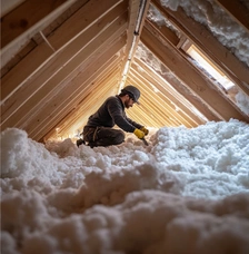 spray foam insulation applied to residential wall cavities