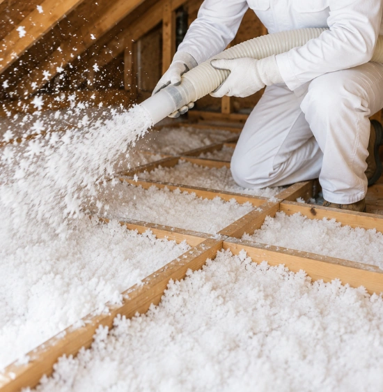 blown-in insulation installation in Los Angeles attic