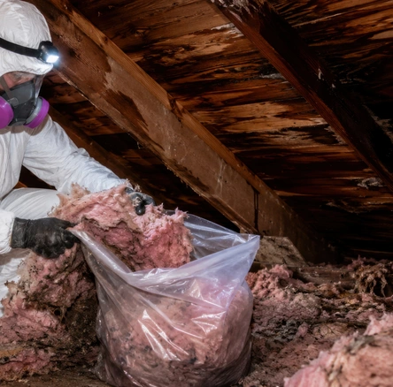 damaged insulation prepared for replacement in a Los Angeles home