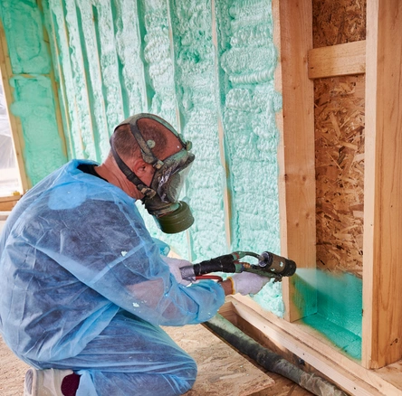 spray foam insulation applied between residential wall studs in Los Angeles